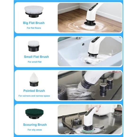 Electric Spin Scrubber, Cordless Cleaning Brush with 8 Replaceable Brush Heads - Picture 2 of 7